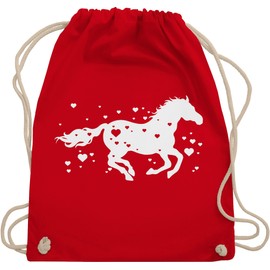 Shirtracer - Gym Bag Backpack - Bags - Horse with Hearts - Horse Rider Horse Lover Gift Horse Girl, 09 red