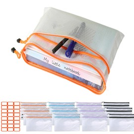 12 Plastic Folders,A4 Zipper Pouch,Double Design Mesh Zipper Pouch Bags,Plastic Envelopes，File Folders with Receipt Holder,Document Bag for File,Board Game School Office Home Travel Storage