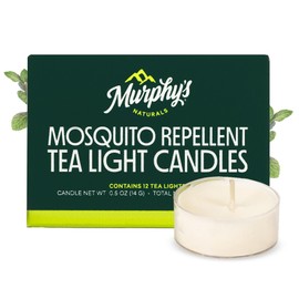 Murphy’s Naturals Mosquito Bug Repellent Tea Light Candles for Outdoor Patio, Citronella & Essential Oils, 4-Hour Burn Time Each, 12-Pack