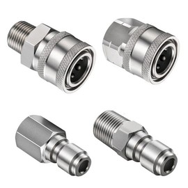Pack of 4 Pressure Washer Coupling 3/8 Inch, Quick Coupling NPT 3/8 Inch Quick Coupling, Quick Coupling Pressure Washer, Connectors for Pressure Washers with Internal Thread (Silver)