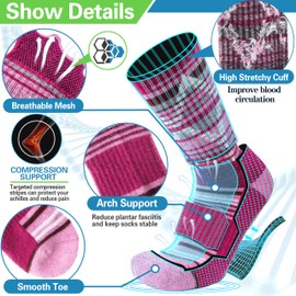 ANTSANG Merino Wool Hiking Socks for Men & Women Thermal Warm Winter Thick Cozy Athletic Crew Work Boot Gift Socks Stocking Stuffers 5 Pairs(Nordic,L)