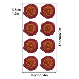 80 Pcs Faux Wax Seal Stickers with Gold Foil – 10 Sheets Vintage Embossed Envelope Seals, 1.6" Self Adhesive Decorative Labels for Wedding Invitations, Cards, Gifts & Packaging