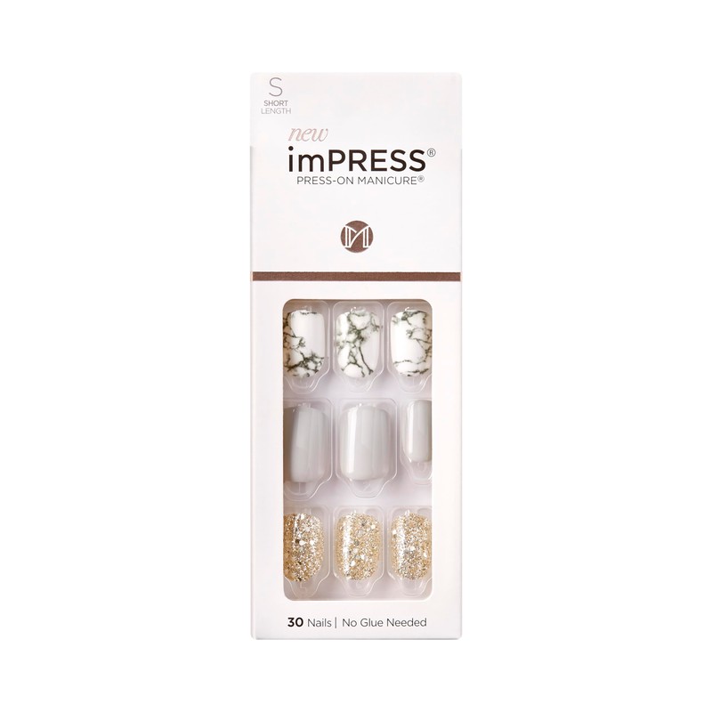 KISS imPRESS Press-On Manicure, Nail Kit, PureFit Technology, Short Press-On