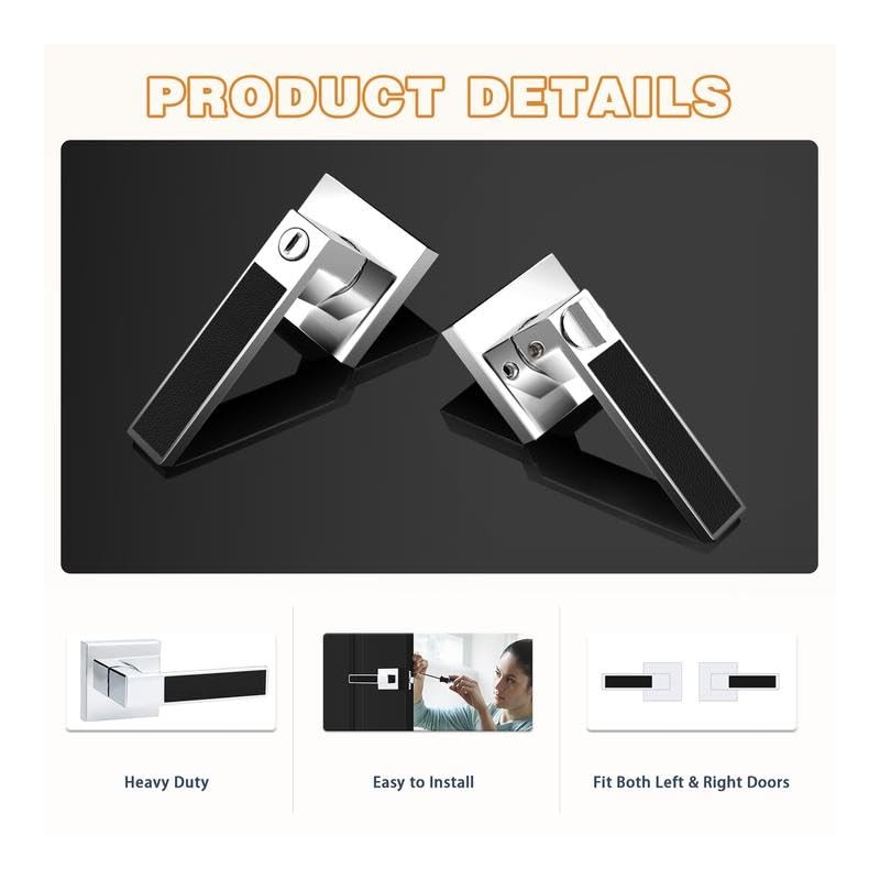 Probrico Heavy Duty Square Door Handle with Black Leather Hand
