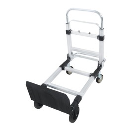 kimllier 2-in-1 Folding Trolley and Personal Dolly, Carbon Steel Trolley Carbon Steel 500 Lbs with 4 Inch Front, 6 Inch TPR Rear Wheels, Heavy Duty Practical Cart with 2 Elastic Rope