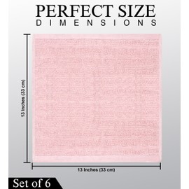 QCS Towels - Face Cloths - 33 x 33 cm - 100% Zero Twist Cotton - Light and Absorbent Quick Drying Washcloths for Gym, Hotel, and Spa - Flannel Ribbed Design (6, Teal, Mint, White, Cream, Silver, Grey)