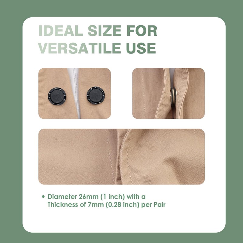 6 Pairs (3 Black + 3 White) Magnetic Snaps for
