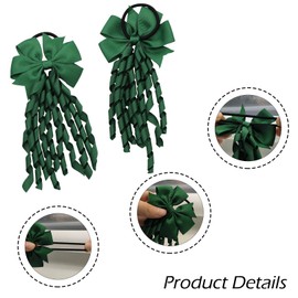 2 Pcs Hair Bow Spiral Streamers,Green Bow Elastic Hair Bands Kids Hair Ties Ponytail Holders Hairbands Hair Accessories Hair Ribbons Bobbles for Girls Toddler,Suitable for All Hairstyle,Birthday Gifts