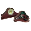 Peace Keeper MGC Mantle Gun Clock Front Panel Entry Mahogany Stain Wood Holds 1