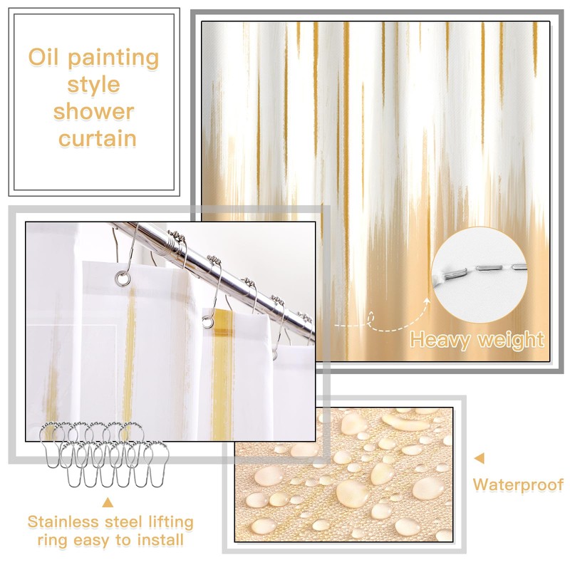 WSBArt 32PCS Bathroom Sets with Shower Curtain and Rugs-Beige Bathroom