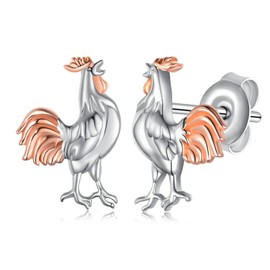 Chicken Earrings 925 Sterling Silver Rooster Stud Earrings Jewelry Birthday Gifts for Women Female