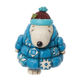 Enesco Peanuts by Jim Shore Snoopy in a Puffer Jacket Minaiture Figurine, 3.3 Inch, Multicolor