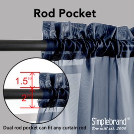 Simplebrand Sheer Curtains 72 Inches Long 2 Panels for Living Room, Dual Rod Pockets Airy Window Treatments Voile Curtains Sheer Panels Lightweight for Front Back Patio Glass Door, Navy, 42" Width