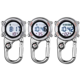 JewelryWe Mens Womens Digital Clip-on Watch Mini Microlight Backpack Buckle Belt fob Watch for Rock Climbing Doctors Nurses Chefs