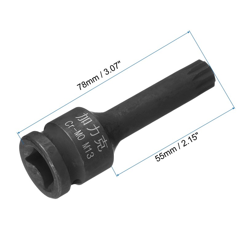 sourcing map 1/2" Drive x M13(13mm) Impact Triple Square Spline