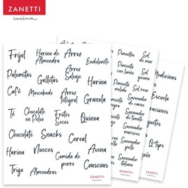 Zanetti - Juego de 356 Etiquetas Adhesivas para Recipientes de Alimentos, Tamaño Recipientes Grandes y Especieros - Color Negro - NUEVA VERSIÓN MEJORADA