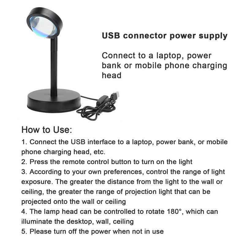 Sunset Light 180° Rotating Sundown Pattern Projection Floor Lamp USB