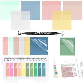 Juego de 550 Notas Adhesivas Transparentes, Incluye Etiquetas Adhesivas Translúcidas y Rotuladores para Anotar Libros, Marcar Páginas, Indexar y Mantener la Escritura Ordenada