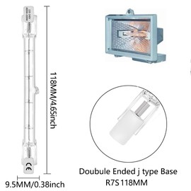 VINBE ECO HaloLine Halogen Tube, R7S Base, T3 Halogen Tube lamp, 230V, 400W=500W, 118 mm, Warm White - 2800K (5 Pieces)