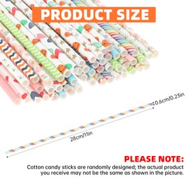 50 PCS Cotton Candy Cones 13.77 Inch Cotton Candy Sticks Random Colorful Cotton Candy Supplies Paper Straws Cones for Birthdays, Weddings, Holiday Parties, Candy Making