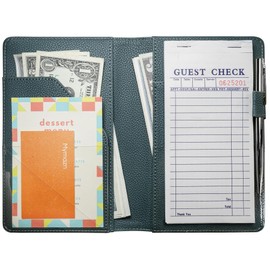 Mymazn Mymazn Green Server Books for Waitress Book Waiter Book Server Booklet Restaurant Waitstaff Organizer, Serving Book Guest Check Book Holder Money Pocket Fits Server Apron (Greygreen)