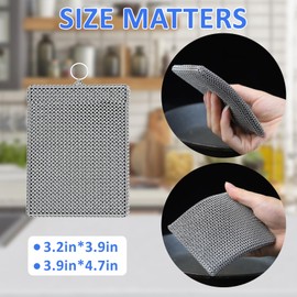316L Cast Iron Scrubber Cleaner,Chain Mail Scrubber with Silicone Insert,Cast Iron Skillet Scrubber,for Cast Iron Skillet, Cleaning Steel Skillet, Wok, Carbon Steel (8CM*10CM)