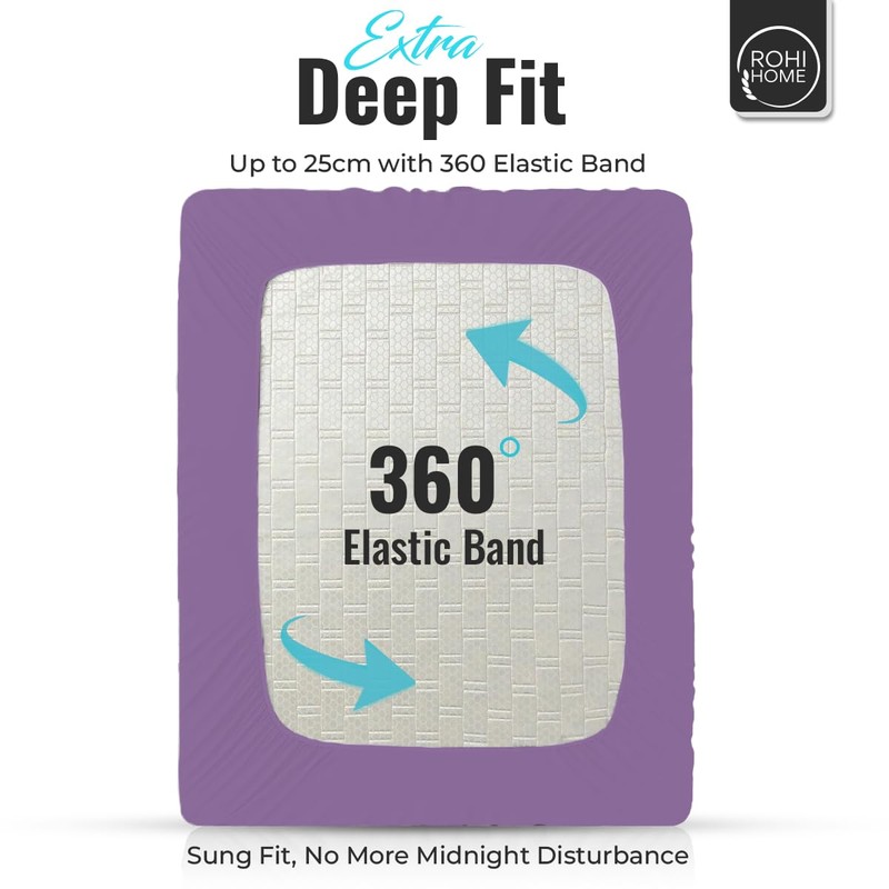 Rohi® Double Fitted Sheet with Two Pillowcases – 25cm Depth