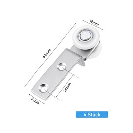 KIBBEH Roller 4 Pieces 20 mm Roller Curtain Roll for Picture Hanging, Curtains & Sliding Doors - Quiet Sliding Castors, Easy Assembly