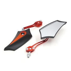 uxcell Black Orange Adjustable Pentagon Side Rear View Mirror for Motorcycle Scooter 2 Pcs