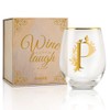 Onebttl Unique Stemless Wine Glasses, Initial Wine Cup for Red