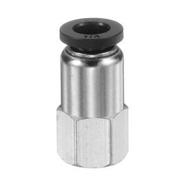 HARFINGTON Push to Connect Fittings 1/4" Tube OD x 1/8" NPT Thread Female Straight Pneumatic Tube Fittings PCF1/4-N01 Quick Connect Air Line Fittings Air Hose Fittings, Black