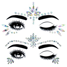 Pack of 2 Glitter Stones Face Festival, Rhinestones Face, Glitter Stones for Sticking Face, Festival Glitter Face Stones, Festival Stones Face, for Music Festival, Party, Festival (Style 4)