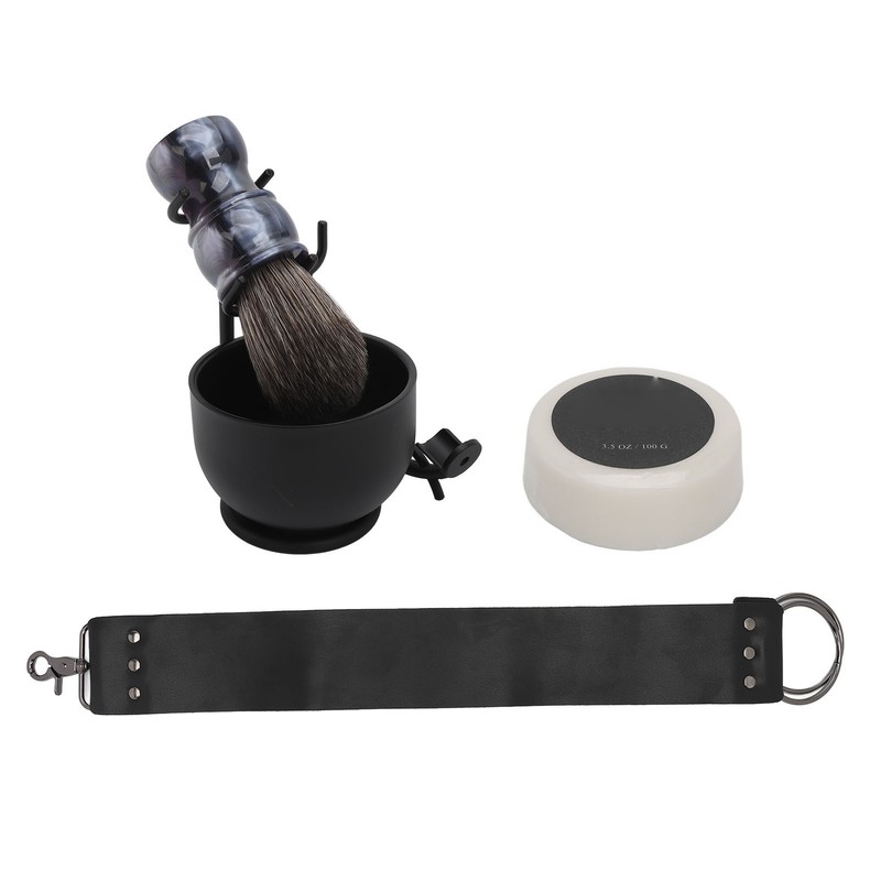 Beard Trimming Set Foaming Bowl Brush Stand Soap Sharpening Cloth