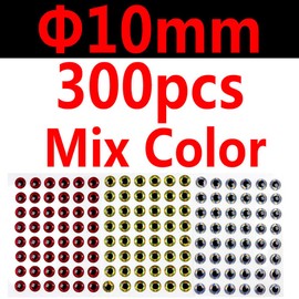 Wifreo 300PCS 3D Bionic Fish Eyes Fly Tying Material Lure Eyes 2mm 3mm 4mm 5mm 6mm (10mm)