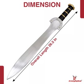 Armory Replicas Hand Forged High Carbon Steel Sword Celtic Leaf Blade w/ Leather Sheath