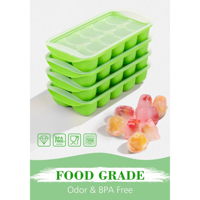 DOQAUS Ice Cube Tray with Lid and Bin - 4
