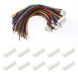 40Pcs jst ph 2.0 Connectors kit 10 pin Connector Include 20pcs Mini Connector Plug Female with 150mm Cable Wire & 20 pcs Male Micro