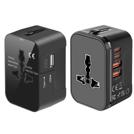Travel Adapter 2 Pack, Worldwide All in One Universal Travel Adaptor AC Power Plug Adapter Wall Charger with USB-C and USB-A Fast Charging Ports for USA EU UK AUS