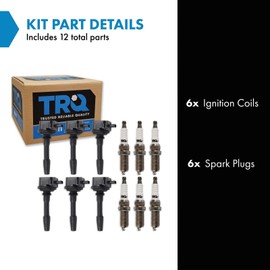 TRQ Ignition Coil & Spark Plug Kit Iridium Compatible with 2020-2023 Ford Transit-250 Transit-350 & HD with Flex Fuel Only 2018-2021 F-150 2020-2021 Explorer Police Interceptor Utility for 3.3L