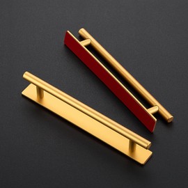 Ravinte 4 Pack Adhesive Cabinet Handles, Stick on Gold Cabinet Handles Peel and Stick Push Pull Helper for Kitchen Cupboard Window Sliding Closet Door Pulls - 8.35" Length