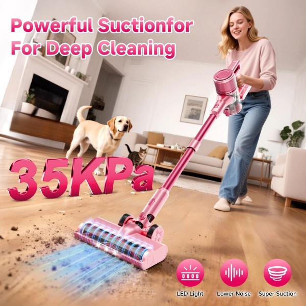 BSNAW Cordless Vacuum Cleaner 35KPa 45min Powerful Lightweight Stick Vacuum