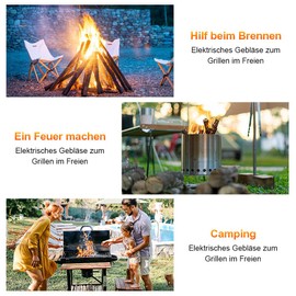 Turbine Blower, Turbine Blower Equipped with Air Outlet, Can Speed Regulating Fan, 12 V Adjustable Cooling Fan, 230 V Fan for Picnics, Camping, Heaters, Grill