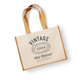 D Design Invent Print! 90th Birthday Gift Bag Present Age 90 Funny Vintage Keepsake for Women Novelty Gift Heavyweight Tote Bag Gift Idea 42 x 33 x 19cm