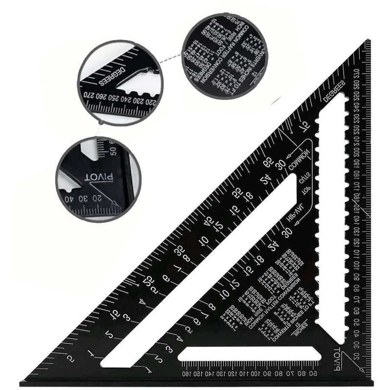 GEEKBOX Triangle Ruler 12 inch Engineer Square Roofing Square High