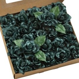 Ling's Moment Flowers 25pcs Fake Gardenia Forest Green Artificial Flowers with Stem, Fake Flower for DIY Wedding Decorations Centerpieces Bouquets Boutonnieres（Flores Artificiales para Decoracion）