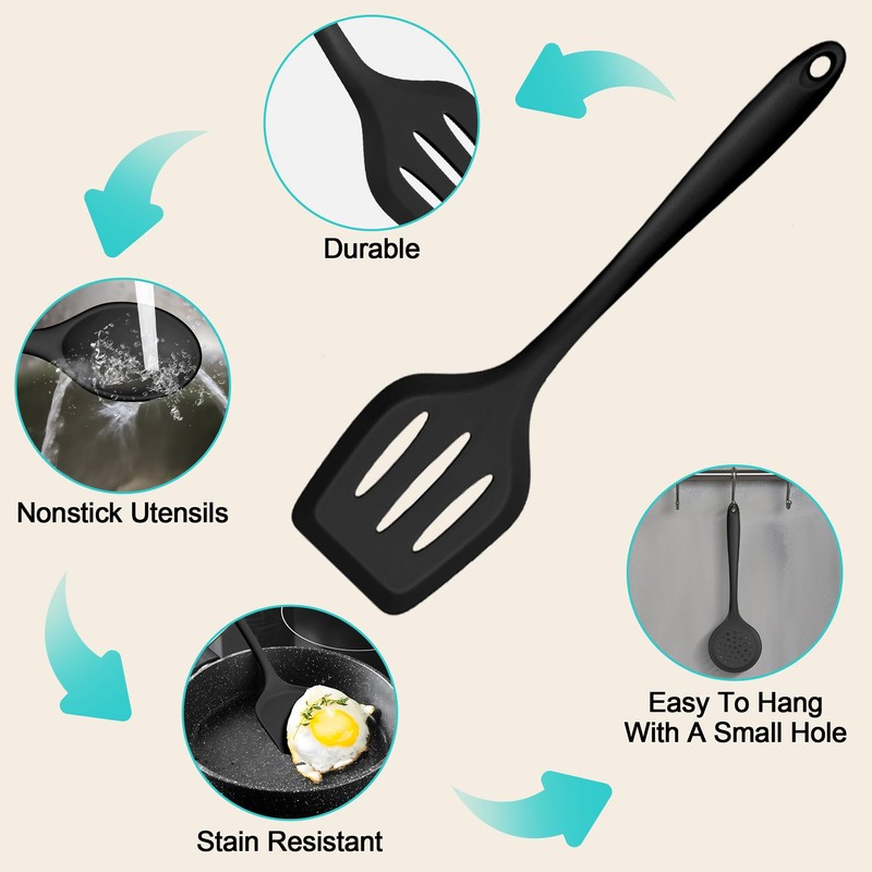 E-far Silicone Cooking Utensils Set, 25 Piece Kitchen Utensils with