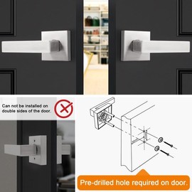 Probrico 4 Pack Half Dummy Door Handles in Satin Nickel, Non-Turning Function Door Levers Set,Square Bar Modern Style,Single Dummy,Universal Handing,Heavy Duty