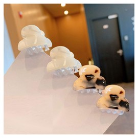 EZ_Peach Hair Claw Mini Hair Accessories Women's Hair Clip Small Hair Clip, Hair Clip, Hair Pin, Hair Ornament, Set of 2, 4 Pieces (Beige + Ipoly)