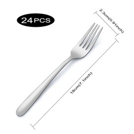Pleafind 24-Pcs Dinner Forks, 7.1 Inch Forks Silverware, Silverware Forks, Stainless Steel Forks, Mirror Polished Forks Silverware Set, Forks Use for Home, Kitchen or Restaurant, Dishwasher Safe