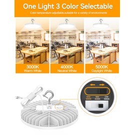 OPENLUX High Bay LED Lights UL DLC Listed Adjustable 240W/190W/140W 3000K/4000K/5000K Dimmable UFO LED Shop Light for Gym Factory Warehouse